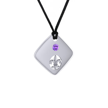 Square Fleur De Lis Sterling Silver Pendant TPD357